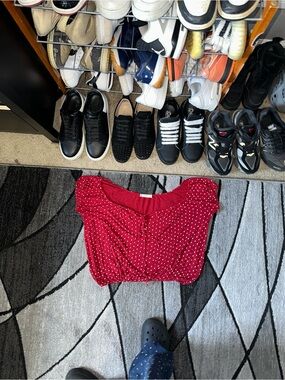 Agenda Red Polka Dot Crop Top